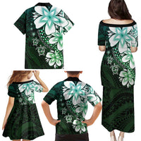 Polynesia Romantic Valentine Family Matching Puletasi and Hawaiian Shirt Sea Turtle Couple With Aqua Gradient Plumeria LT05 - Polynesian Pride