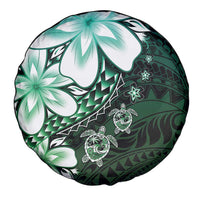 Polynesia Romantic Valentine Spare Tire Cover Sea Turtle Couple With Aqua Gradient Plumeria