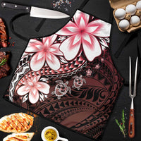 Polynesia Romantic Valentine Apron Sea Turtle Couple With Red Gradient Plumeria