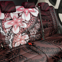Polynesia Romantic Valentine Back Car Seat Cover Sea Turtle Couple With Red Gradient Plumeria