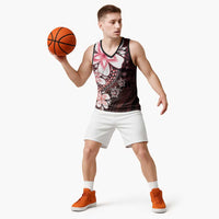 Polynesia Romantic Valentine Basketball Jersey Sea Turtle Couple With Red Gradient Plumeria