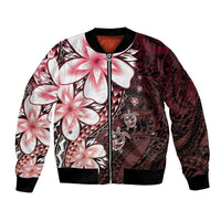 Polynesia Romantic Valentine Bomber Jacket Sea Turtle Couple With Red Gradient Plumeria LT05 Unisex Red - Polynesian Pride