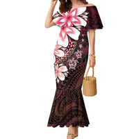 Polynesia Romantic Valentine Family Matching Mermaid Dress and Hawaiian Shirt Sea Turtle Couple With Red Gradient Plumeria