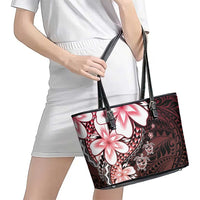 Polynesia Romantic Valentine Leather Tote Bag Sea Turtle Couple With Red Gradient Plumeria