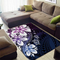 Polynesia Romantic Valentine Area Rug Sea Turtle Couple With Purple Gradient Plumeria LT05 - Polynesian Pride
