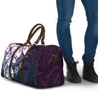 Polynesia Romantic Valentine Travel Bag Sea Turtle Couple With Purple Gradient Plumeria