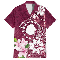 Personalised Cook Island Mangaia Gospel Day Family Matching Puletasi and Hawaiian Shirt Floral Tribal Pattern LT05 Dad's Shirt - Short Sleeve Maroon - Polynesian Pride