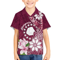 Personalised Cook Island Mangaia Gospel Day Kid Hawaiian Shirt Floral Tribal Pattern LT05 Kid Maroon - Polynesian Pride
