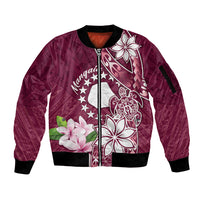 Personalised Cook Island Mangaia Gospel Day Sleeve Zip Bomber Jacket Floral Tribal Pattern