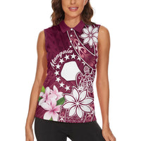 Personalised Cook Island Mangaia Gospel Day Women Sleeveless Polo Shirt Floral Tribal Pattern LT05 - Polynesian Pride