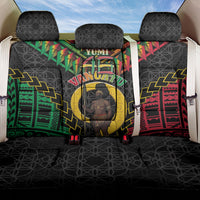 Vanuatu 46th Anniversary Independence Day Back Car Seat Cover Melanesian Warrior With Sand Drawing Pattern LT05 One Size Black - Polynesian Pride