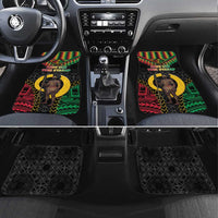 Vanuatu 46th Anniversary Independence Day Car Mats Melanesian Warrior With Sand Drawing Pattern LT05 Set 4pcs Black - Polynesian Pride