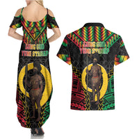 Vanuatu 45th Anniversary Independence Day Couples Matching Summer Maxi Dress and Hawaiian Shirt Melanesian Warrior With Sand Drawing Pattern LT05