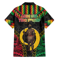 Vanuatu 45th Anniversary Independence Day Family Matching Off Shoulder Maxi Dress and Hawaiian Shirt Melanesian Warrior With Sand Drawing Pattern LT05 - Polynesian Pride