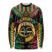 Vanuatu 45th Anniversary Independence Day Long Sleeve Shirt Melanesian Warrior With Sand Drawing Pattern LT05