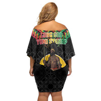 Vanuatu 45th Anniversary Independence Day Off Shoulder Short Dress Melanesian Warrior With Sand Drawing Pattern LT05