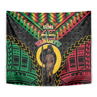 Vanuatu 45th Anniversary Independence Day Tapestry Melanesian Warrior With Sand Drawing Pattern LT05