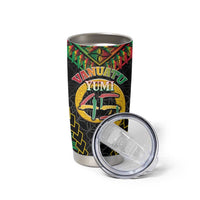 Vanuatu 45th Anniversary Independence Day Tumbler Cup Melanesian Warrior With Sand Drawing Pattern LT05