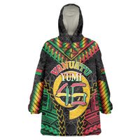 Vanuatu 45th Anniversary Independence Day Wearable Blanket Hoodie Melanesian Warrior With Sand Drawing Pattern LT05