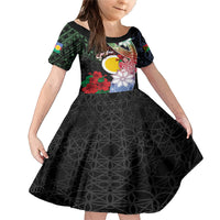 Personalised Vanuatu Shefa Day Family Matching Mermaid Dress and Hawaiian Shirt Floral Pattern LT05 Daughter's Dress Black - Polynesian Pride