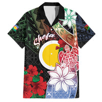 Personalised Vanuatu Shefa Day Family Matching Short Sleeve Bodycon Dress and Hawaiian Shirt Floral Pattern LT05 Dad's Shirt - Short Sleeve Black - Polynesian Pride