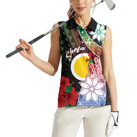 Personalised Vanuatu Shefa Day Women Sleeveless Polo Shirt Floral Pattern LT05 - Polynesian Pride