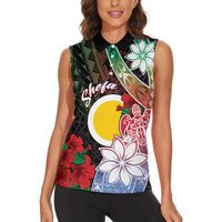 Personalised Vanuatu Shefa Day Women Sleeveless Polo Shirt Floral Pattern LT05 - Polynesian Pride
