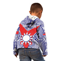 Personalised Taiwan Kid Hoodie Austronesian Tribal Tattoo Red - Polynesian Pride