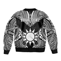 Personalised Taiwan Sleeve Zip Bomber Jacket Austronesian Tribal Tattoo Black - Polynesian Pride