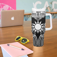Personalised Taiwan Tumbler With Handle Austronesian Tribal Tattoo Black - Polynesian Pride