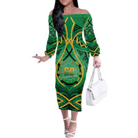 Cook Islands Constitution Day Off The Shoulder Long Sleeve Dress 60th Anniversary - Polynesian Pride