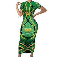 Cook Islands Constitution Day Short Sleeve Bodycon Dress 60th Anniversary - Polynesian Pride