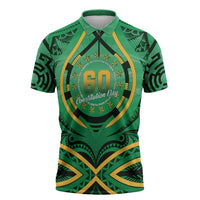 Cook Islands Constitution Day Zipper Polo Shirt 60th Anniversary - Polynesian Pride