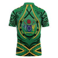 Cook Islands Constitution Day Zipper Polo Shirt 60th Anniversary - Polynesian Pride