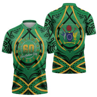 Cook Islands Constitution Day Zipper Polo Shirt 60th Anniversary - Polynesian Pride