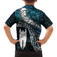 New Zealand Aotearoa Family Matching Tank Maxi Dress and Hawaiian Shirt Maori Hei Rehua Paua Shell Glitter Green LT05 - Polynesian Pride