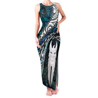 New Zealand Aotearoa Family Matching Tank Maxi Dress and Hawaiian Shirt Maori Hei Rehua Paua Shell Glitter Green LT05 Mom's Dress Green - Polynesian Pride
