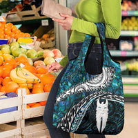 New Zealand Aotearoa Grocery Bag Maori Hei Rehua Paua Shell Glitter Green LT05 - Polynesian Pride