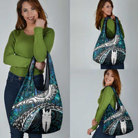 New Zealand Aotearoa Grocery Bag Maori Hei Rehua Paua Shell Glitter Green LT05 - Polynesian Pride