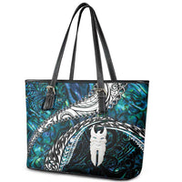 New Zealand Aotearoa Leather Tote Bag Maori Hei Rehua Paua Shell Glitter Green LT05 - Polynesian Pride