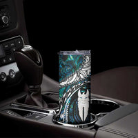 New Zealand Aotearoa Skinny Tumbler Maori Hei Rehua Paua Shell Glitter Green LT05 - Polynesian Pride