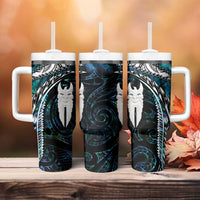 New Zealand Aotearoa Tumbler With Handle Maori Hei Rehua Paua Shell Glitter Green LT05 - Polynesian Pride