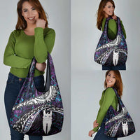 New Zealand Aotearoa Grocery Bag Maori Hei Rehua Paua Shell Glitter Purple LT05 - Polynesian Pride