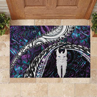 New Zealand Aotearoa Rubber Doormat Maori Hei Rehua Paua Shell Glitter Purple LT05 Purple - Polynesian Pride