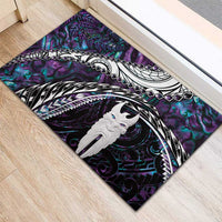 New Zealand Aotearoa Rubber Doormat Maori Hei Rehua Paua Shell Glitter Purple LT05 - Polynesian Pride