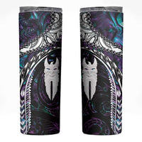 New Zealand Aotearoa Skinny Tumbler Maori Hei Rehua Paua Shell Glitter Purple LT05 Purple - Polynesian Pride
