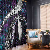 New Zealand Aotearoa Window Curtain Maori Hei Rehua Paua Shell Glitter Purple