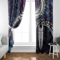 New Zealand Aotearoa Window Curtain Maori Hei Rehua Paua Shell Glitter Purple