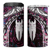New Zealand Aotearoa 4 in 1 Can Cooler Tumbler Maori Hei Rehua Paua Shell Glitter Pink