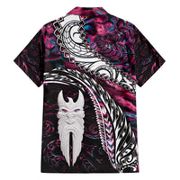 New Zealand Aotearoa Family Matching Off Shoulder Short Dress and Hawaiian Shirt Maori Hei Rehua Paua Shell Glitter Pink LT05 - Polynesian Pride